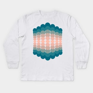 Geometric pattern abstract modern blue Kids Long Sleeve T-Shirt